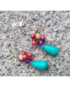 Alphabey's Green Resin Stone & Melted Gemstone Brass Earrings For Women Alphabey's Green Resin Stone & Melted Gemstone Brass Earrings For Women